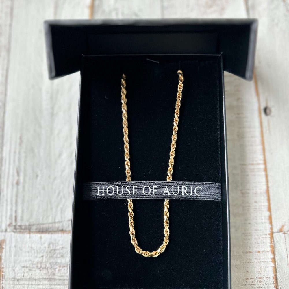 18k Gold Vermeil House of Auric 4 MM Rope Chain NIB Size 20" NEW